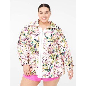 LIVI Cinch-Waist Jacket Lightweight Palm Print Pockets Size 18/20 Active Coat